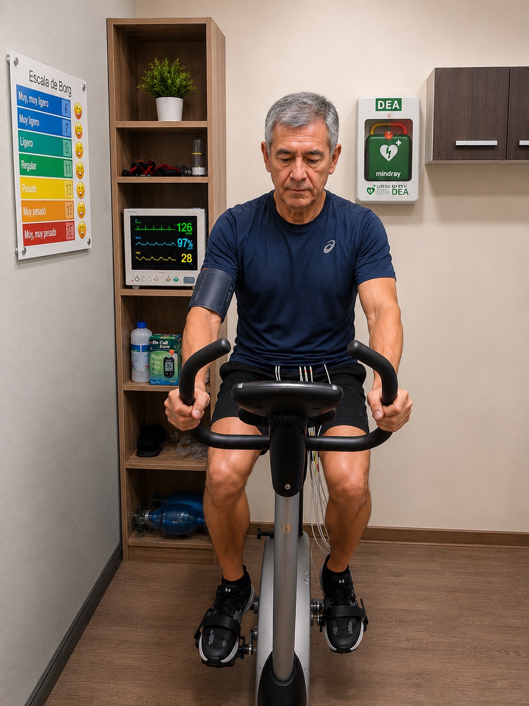 Sesión de ejercicio cardiovascular supervisado en bicicleta